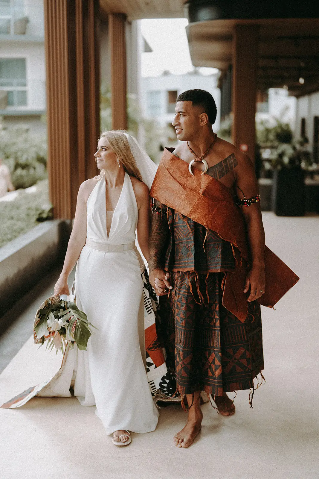 Brittany and Viliame embracing at the resort, Nadi Bay