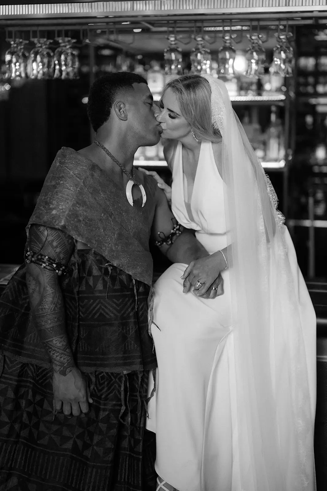 Brittany greeting a guest before the reception, Nadi Bay