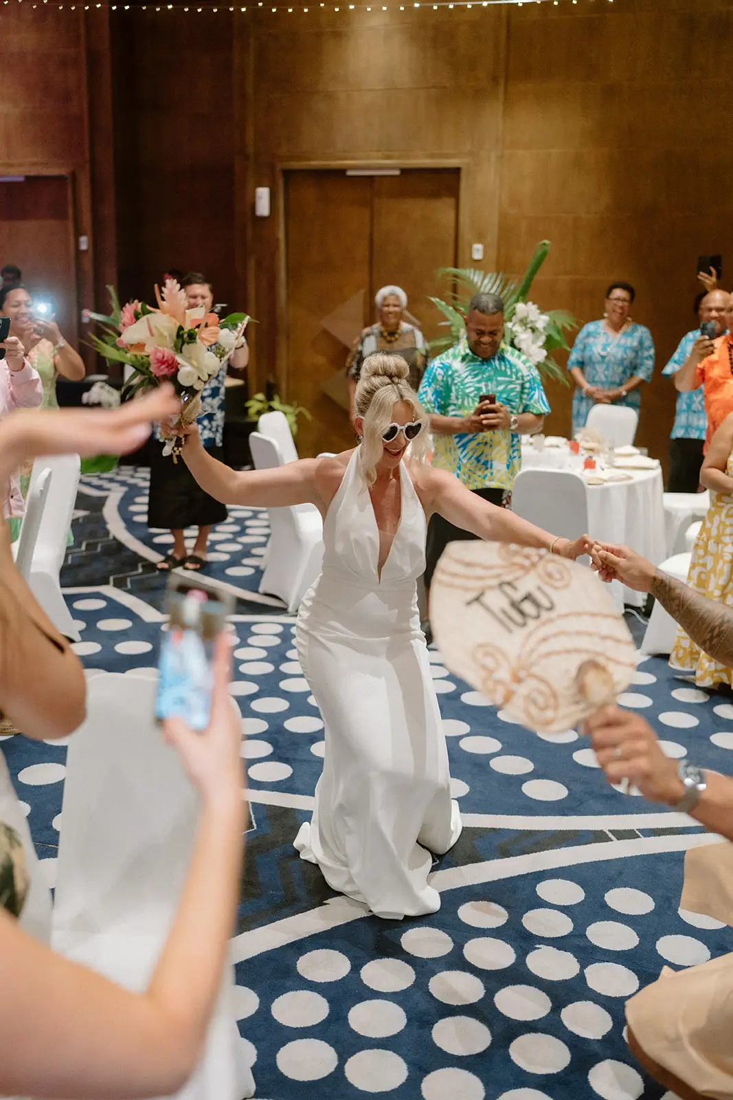 Brittany dancing into the reception, Crowne Plaza Nadi Bay