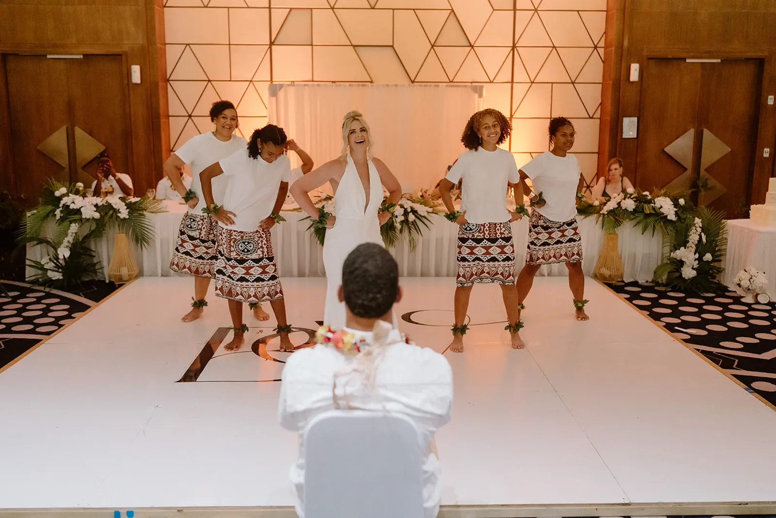 Traditional Fijian dancers performing at the reception, Nadi Bay