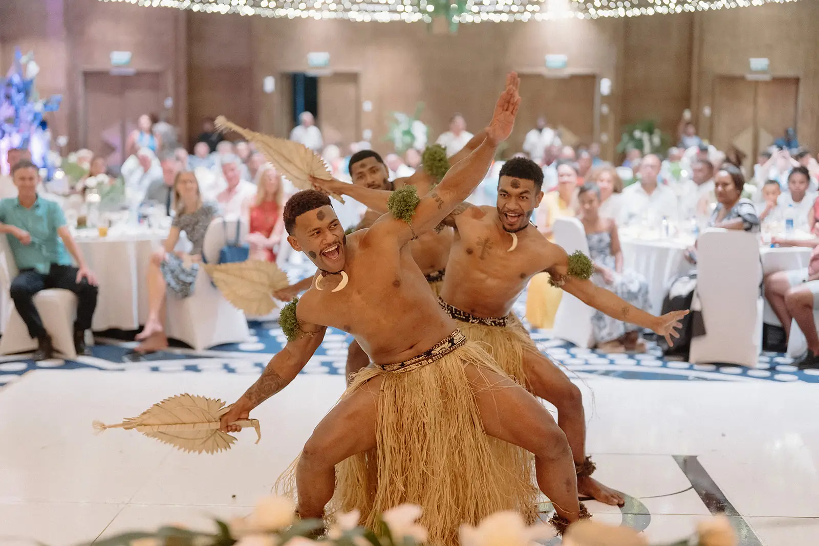 A traditional Fijian dance performance at the reception, Nadi Bay