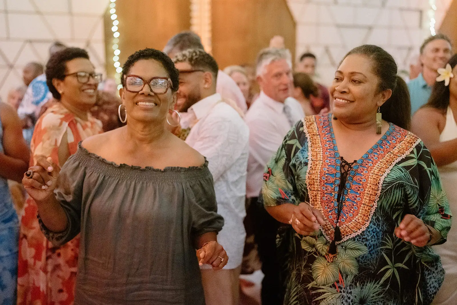 Guests dancing together at the reception, Nadi Bay