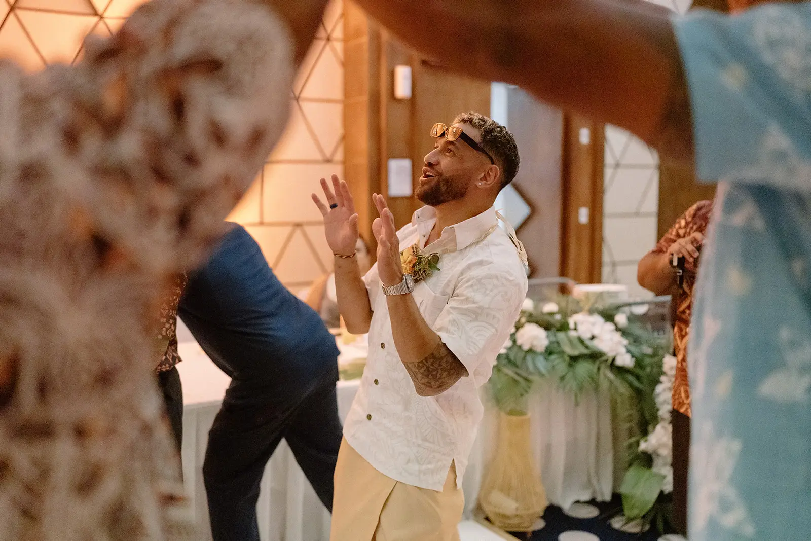 A guest mid-dance at the reception, Crowne Plaza Nadi Bay