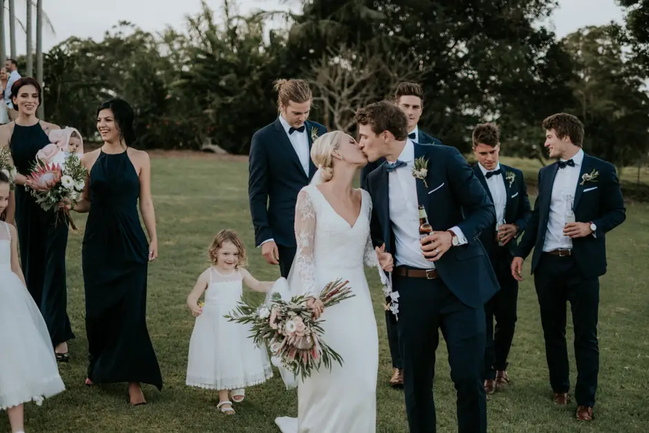 The full bridal party together after the ceremony, Goremans Road