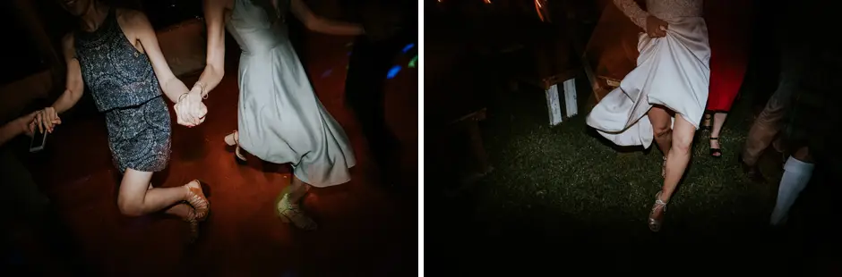 Guests dancing on the grass outside the marquee, Eureka