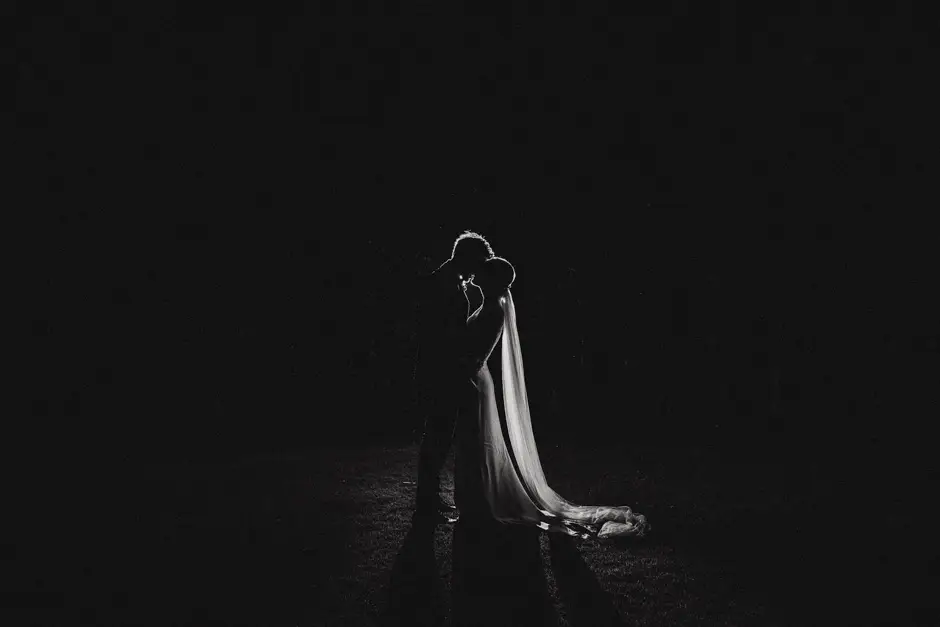 Jessica alone in the dark, veil lit against the night, Goremans Road