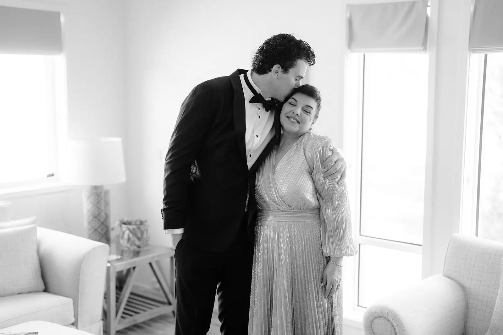 Tom with his mother in the getting-ready room, Byron Bay hinterland