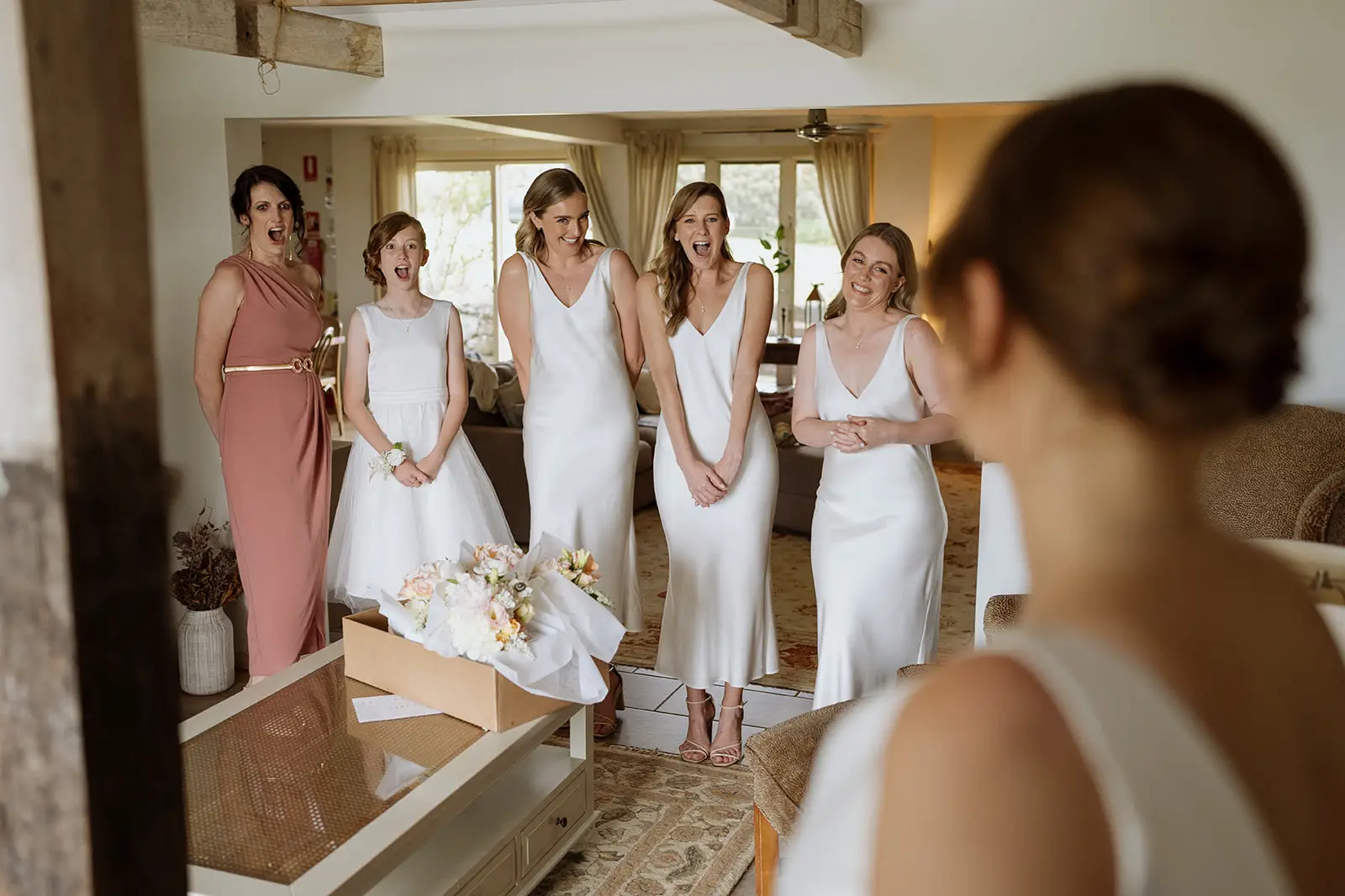 The bridesmaids getting ready together, Byron Bay hinterland