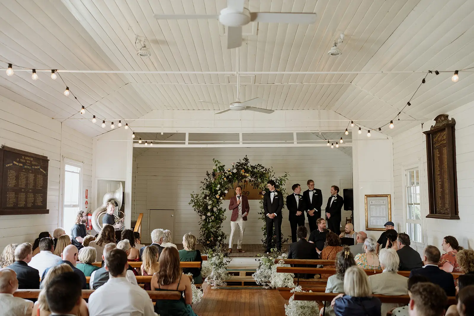 Guests seated in the hall before the ceremony, Newrybar