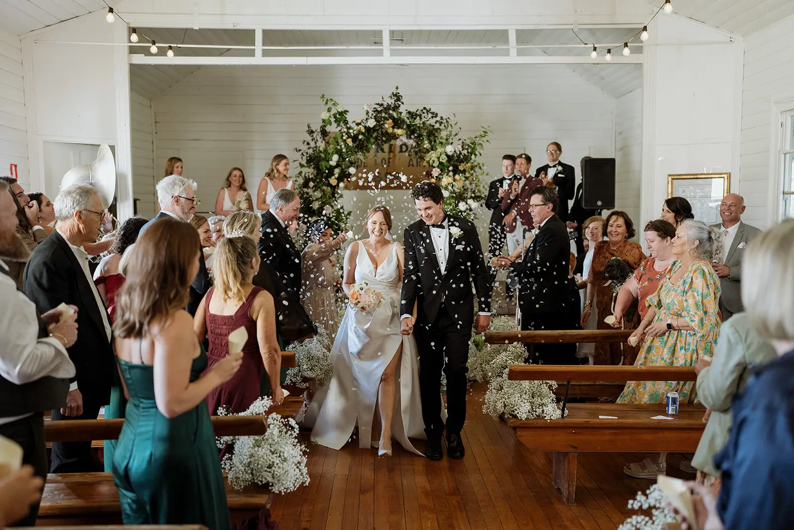 Guests cheering the recessional, Newrybar