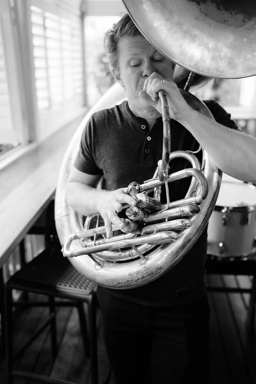 The sousaphone player at the reception, Harvest Newrybar