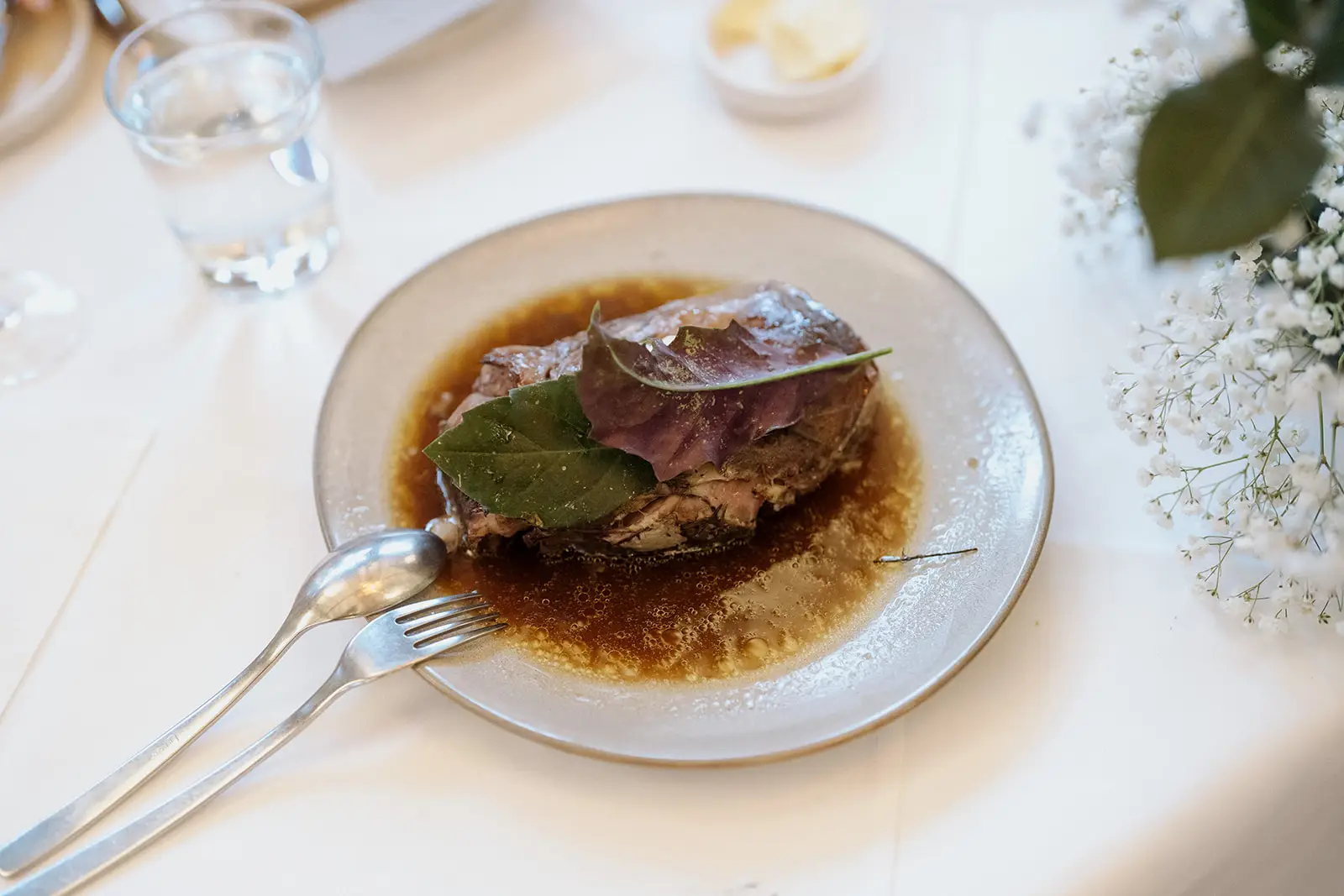 A plated main course at Harvest, Newrybar
