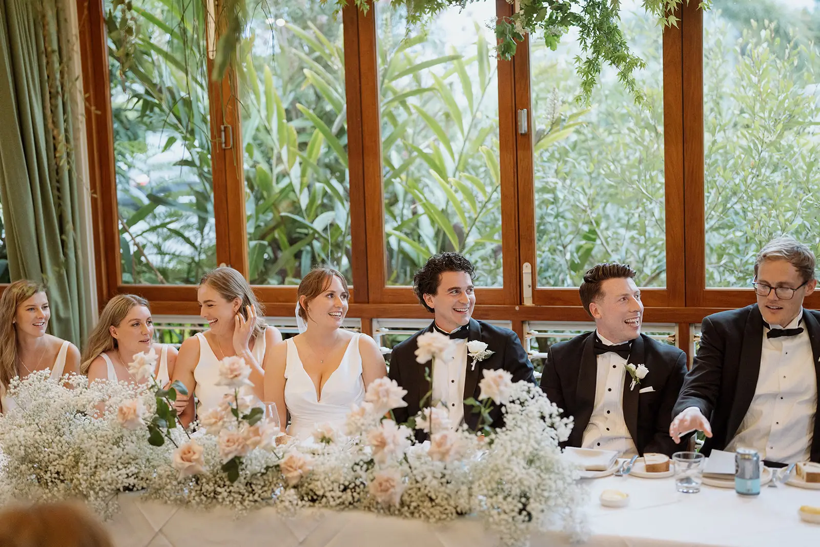 The bridal table during the speeches, Harvest Newrybar