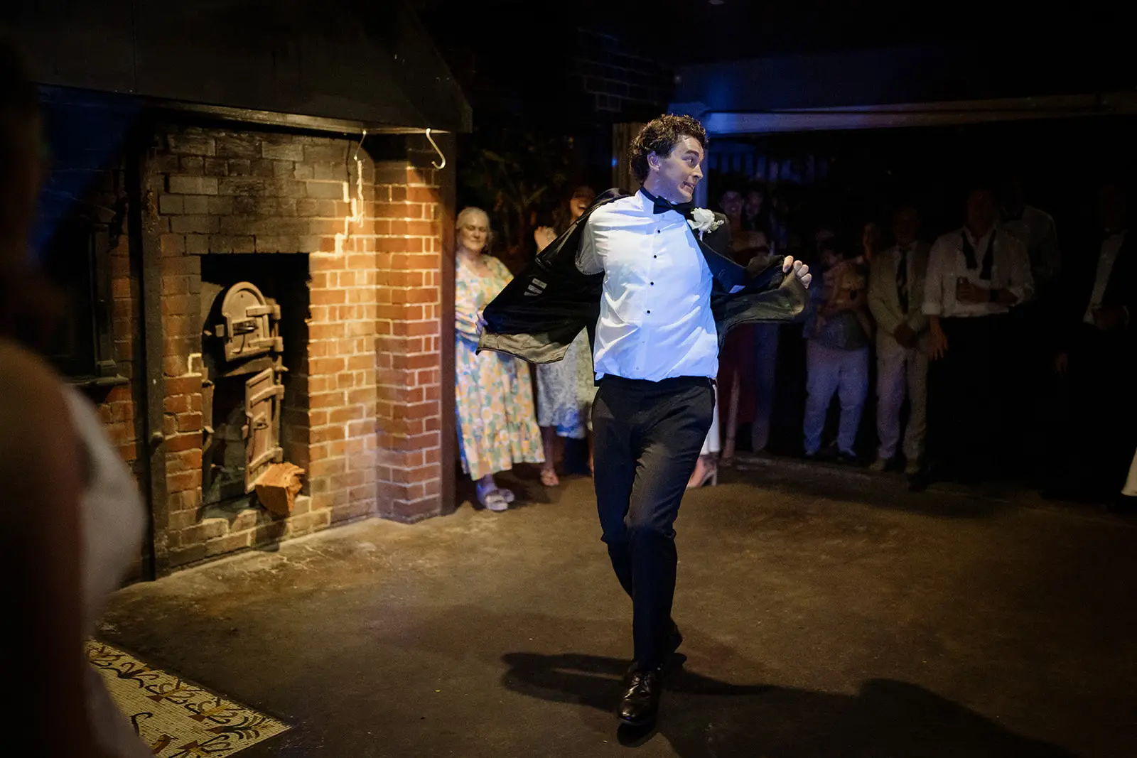 A guest dancing in the courtyard, Harvest Newrybar