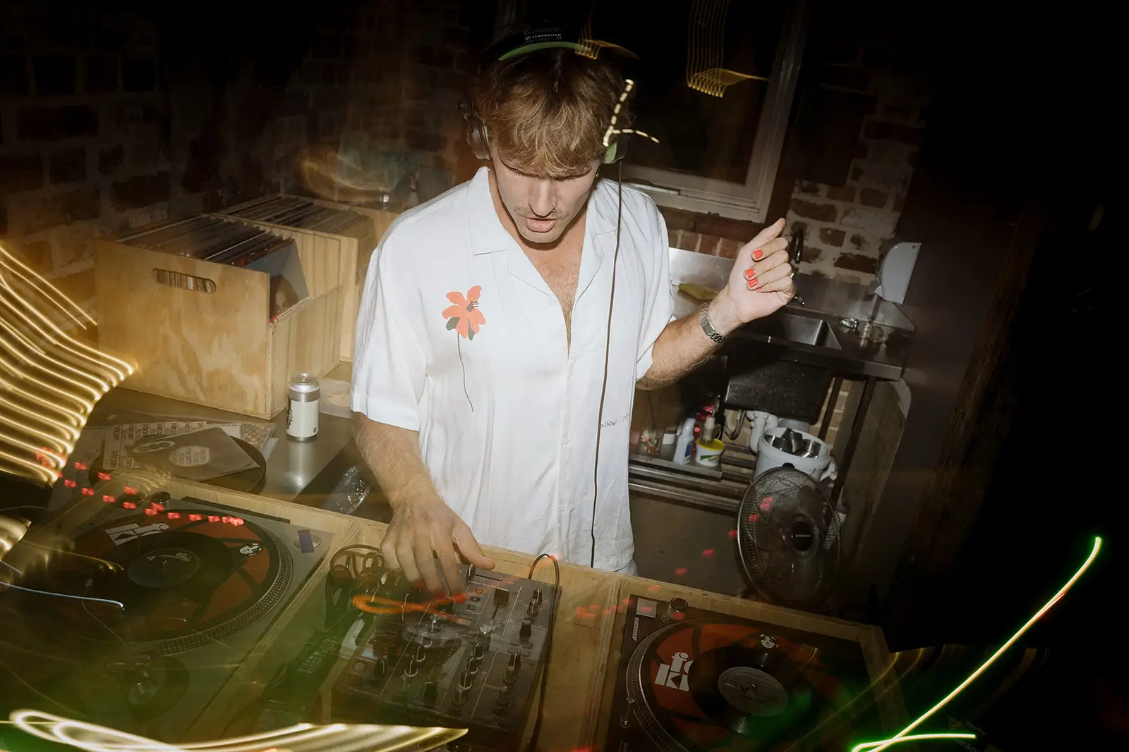 The DJ deck at the Harvest reception, Newrybar