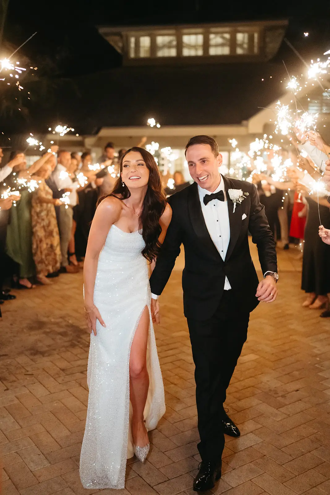 Sparklers as the couple come through the guests, InterContinental Sanctuary Cove