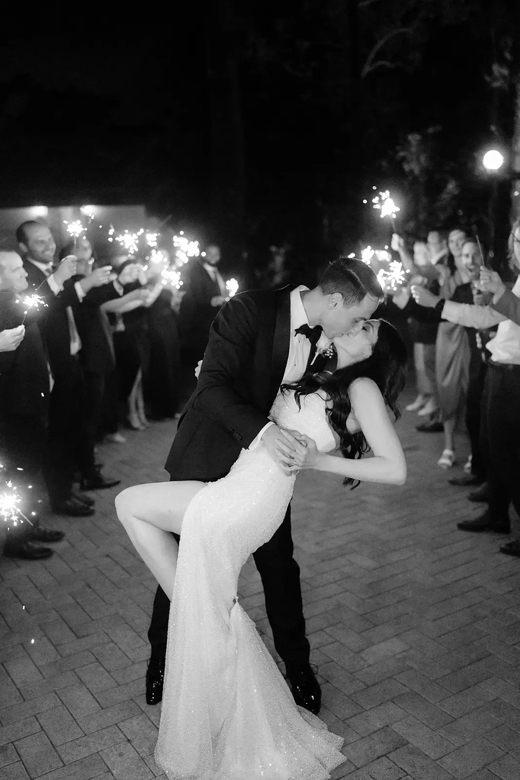 Black and white — a dip on the dance floor as the sparklers burn down, InterContinental Sanctuary Cove