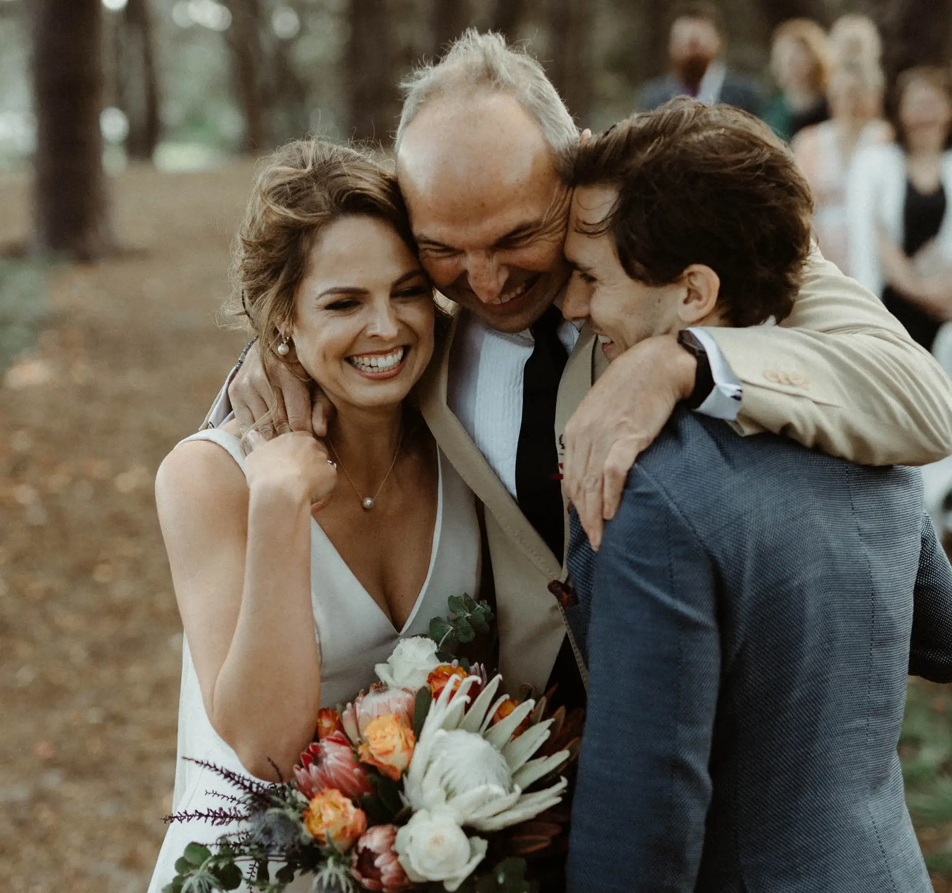 Kath laughing between her father and Ross, Centennial Park