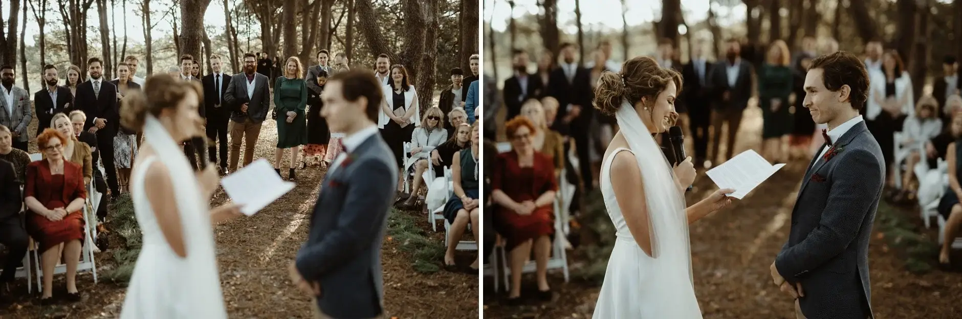Kath and Ross during the ceremony, two frames, Centennial Park