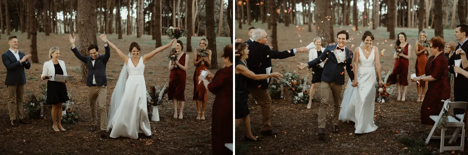 Cheers and raised arms as the ceremony ends, two frames, Centennial Park