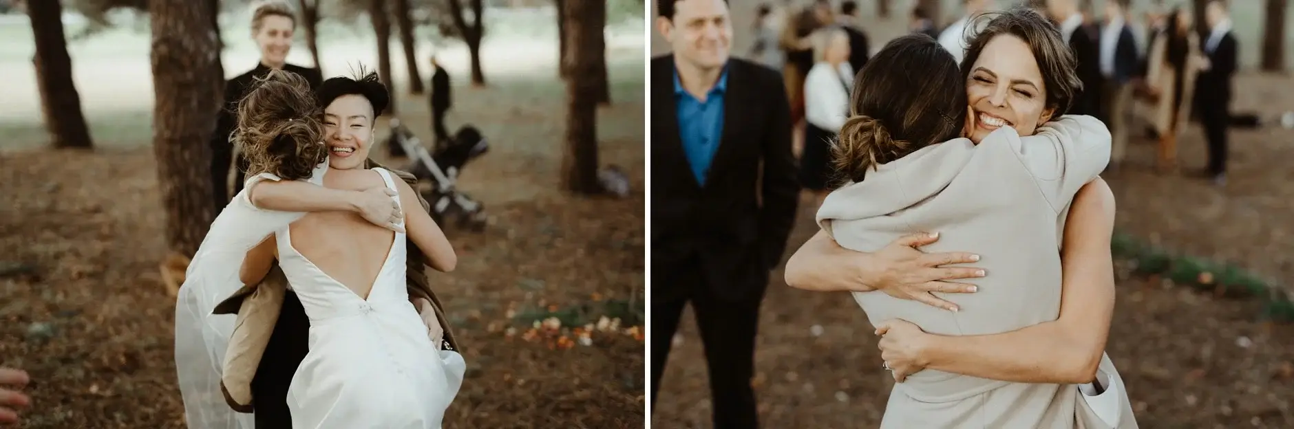 A guest lifting Kath in a hug, and another embrace, Centennial Park