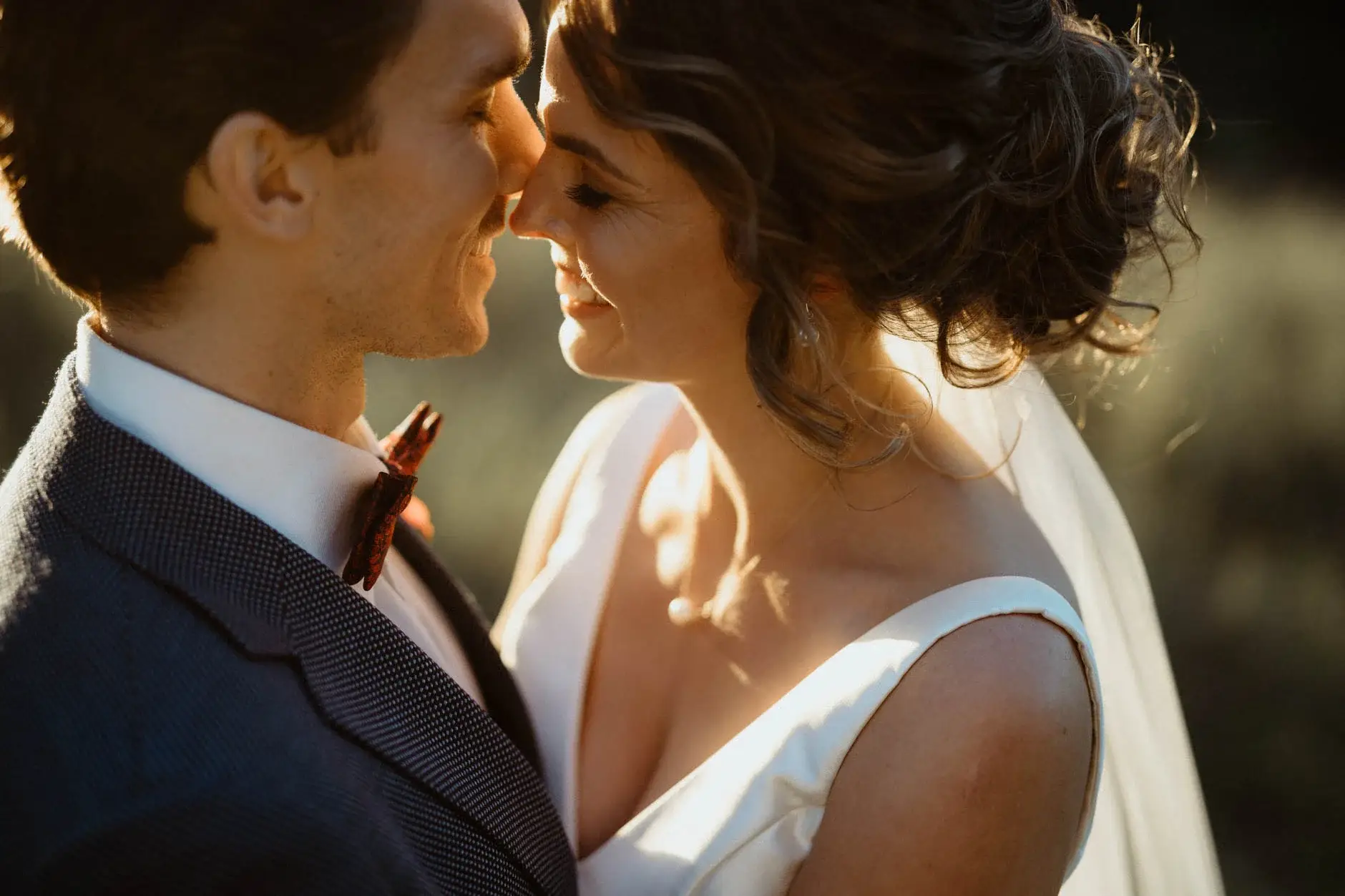 Kath and Ross forehead to forehead in the last light, Centennial Park