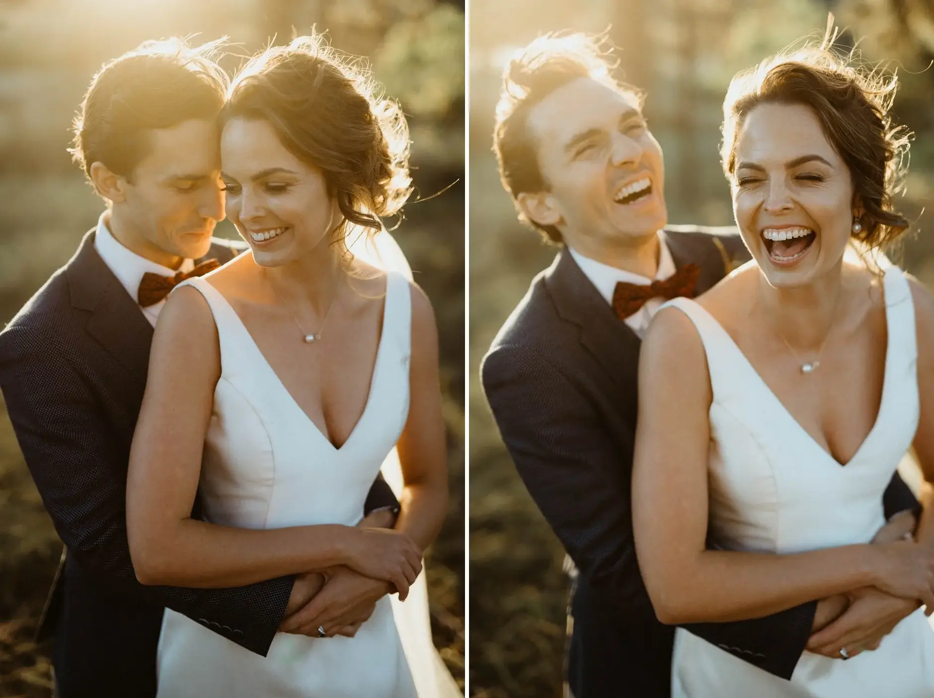 Kath and Ross laughing together, two frames, Centennial Park