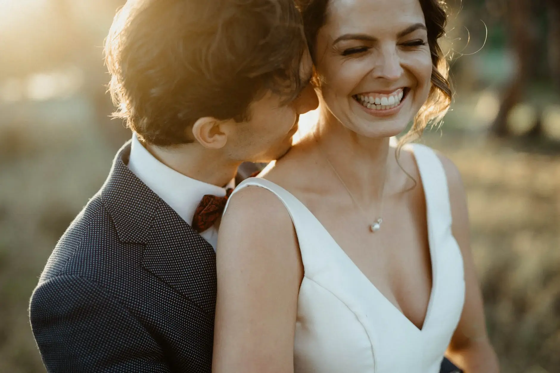 Ross kissing Kath’s cheek as she laughs, Centennial Park