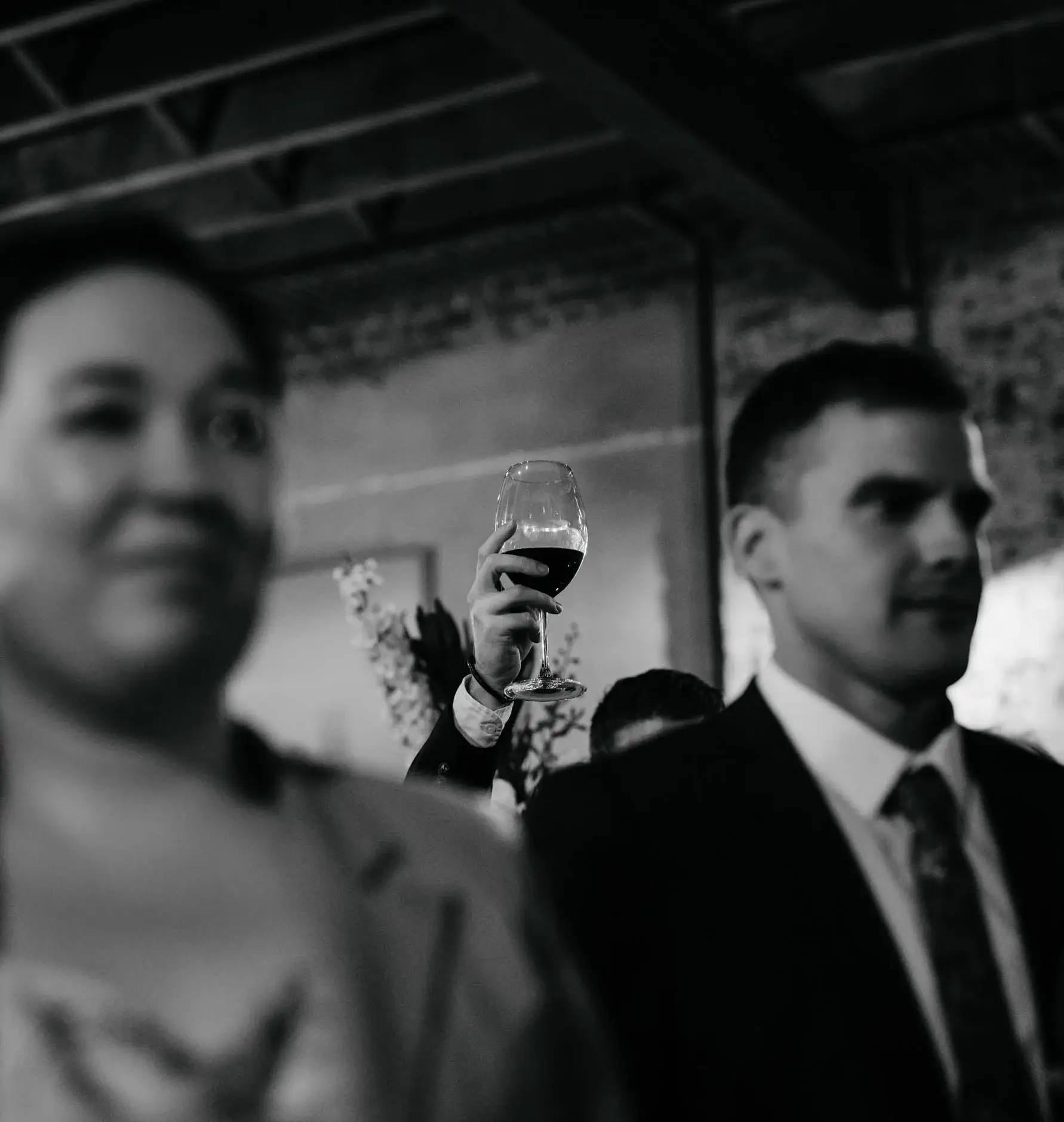 Guests watching the speeches, black and white, Redfern