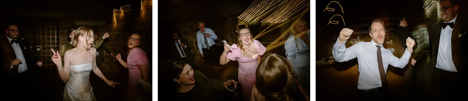 Three frames from the dance floor after dark, Kooroomba Vineyard and Lavender Farm