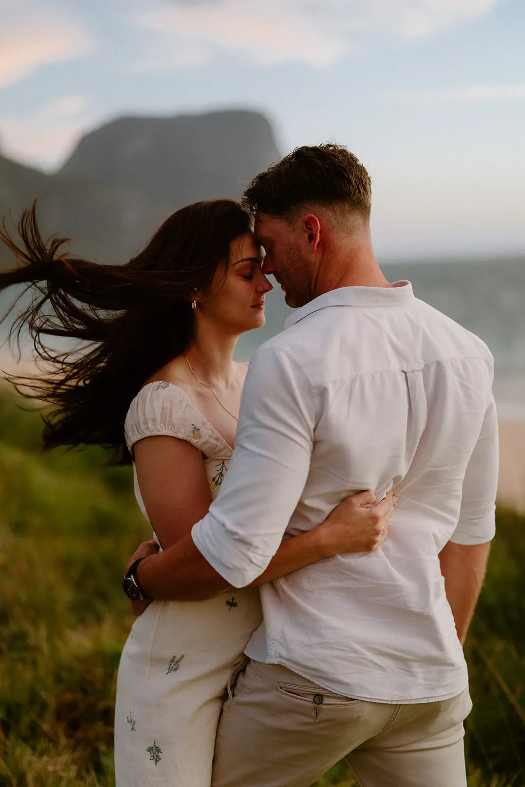The couple embracing in the wind, Lord Howe Island