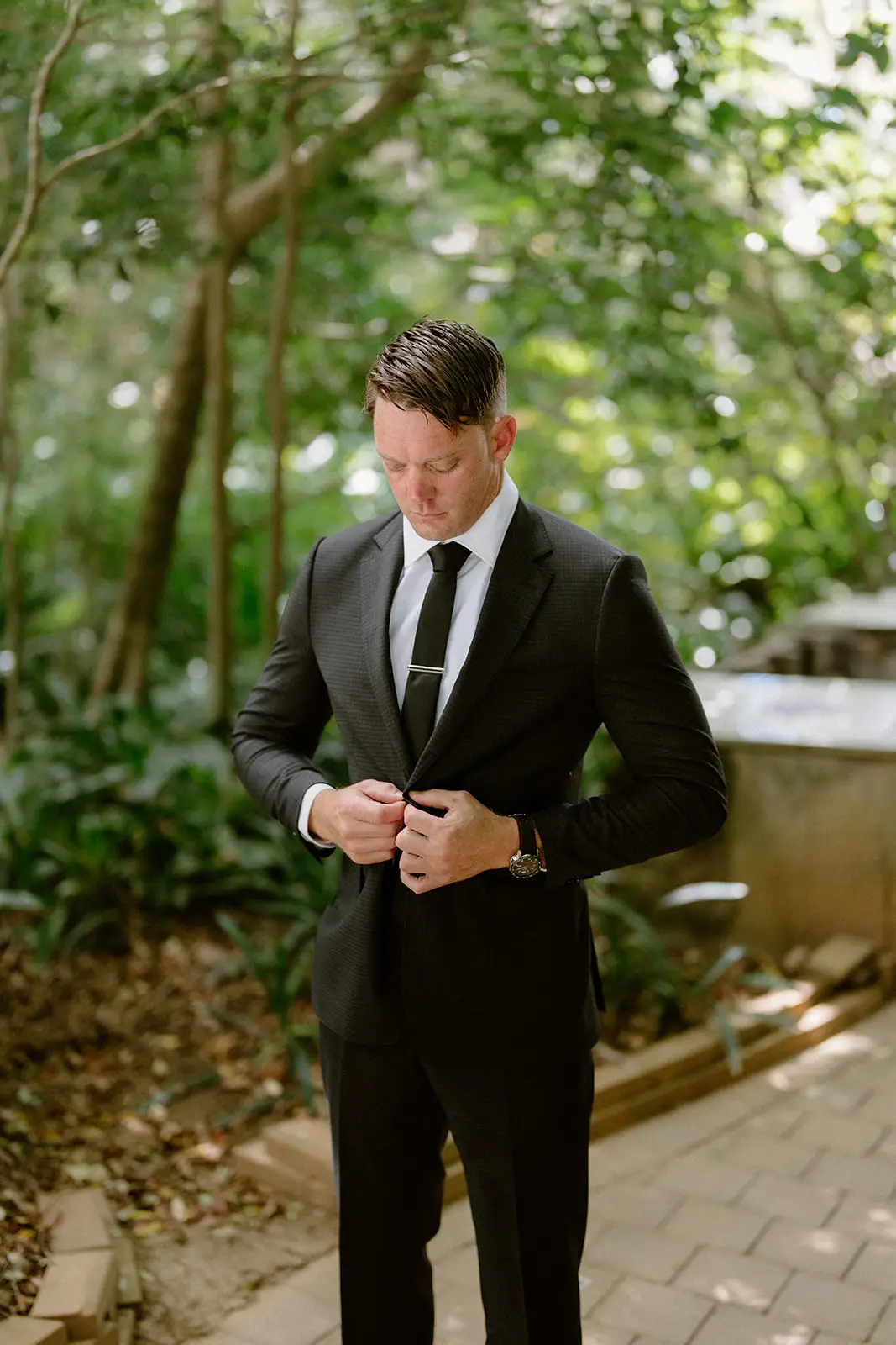 Brent waiting in the garden before the ceremony, Lord Howe Island