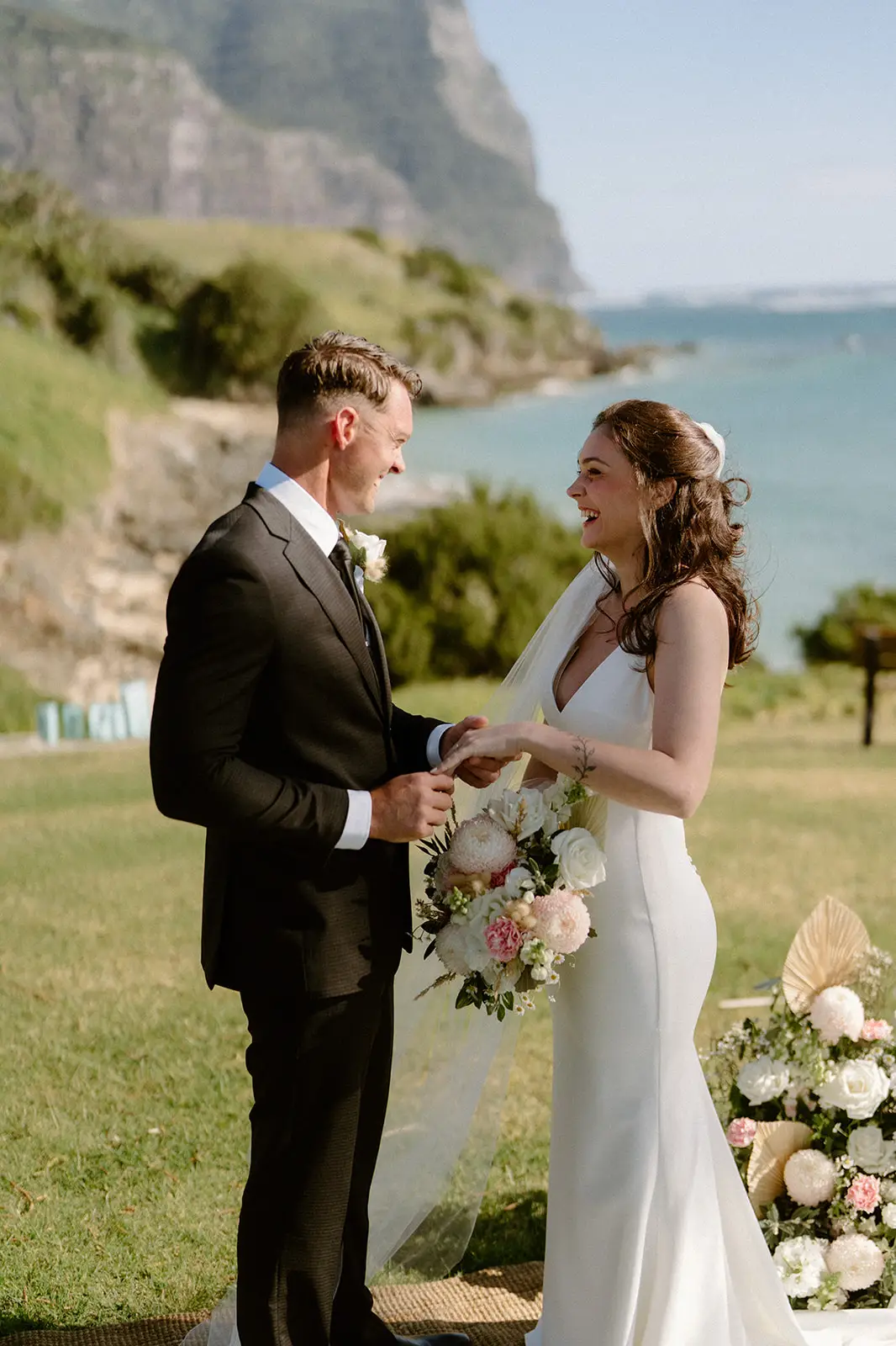 Mel and Brent during their ceremony, Lord Howe Island