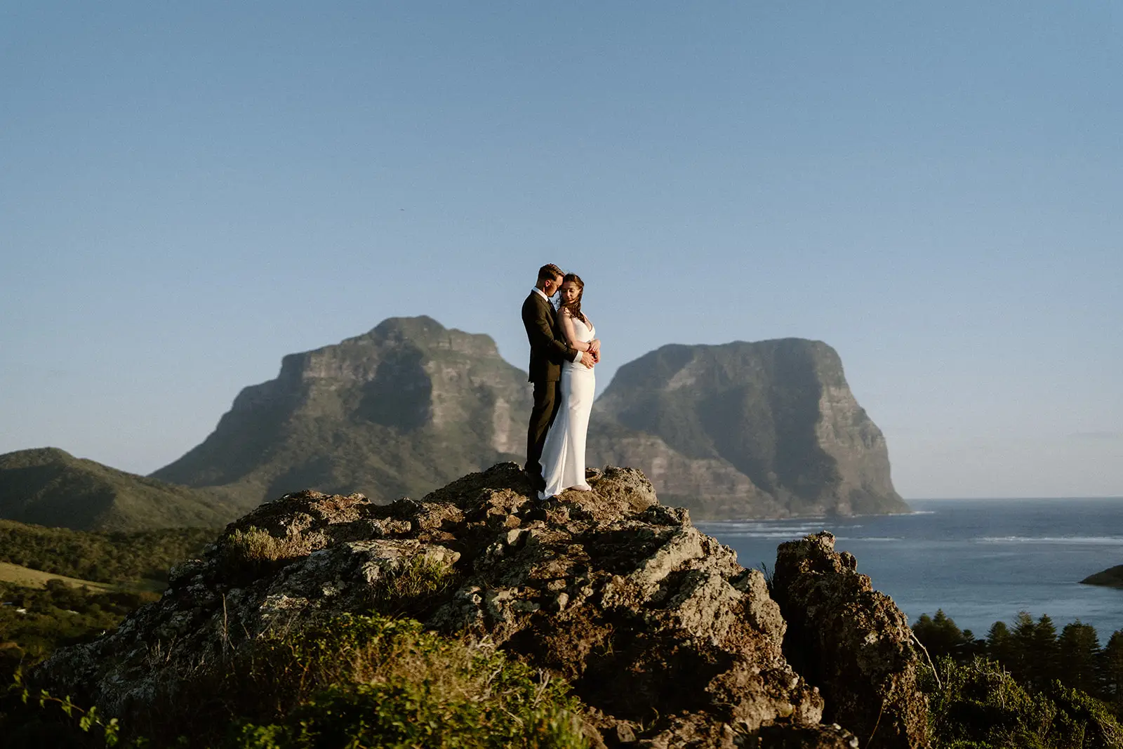 The couple on a rocky summit above the sea, Lord Howe Island