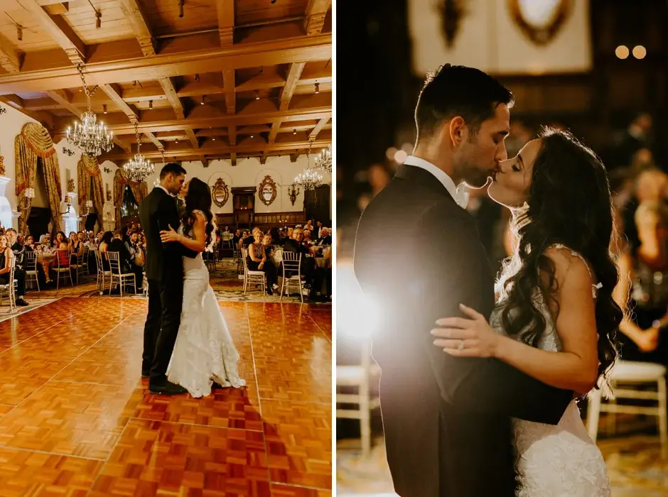 The first dance on the parquet floor, and a close embrace