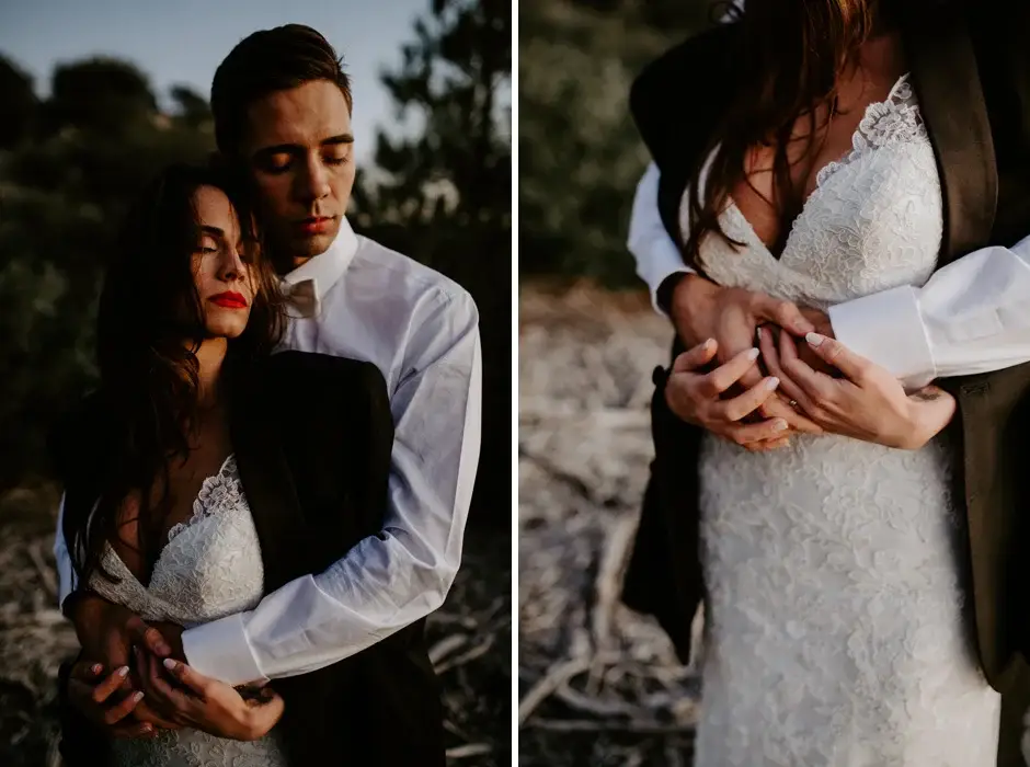 Two frames of them together in the fading light, California