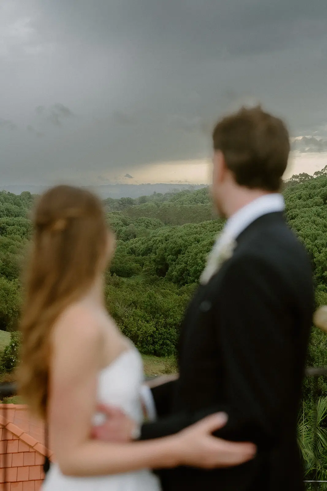 Looking out over the macadamia hills together as the weather comes in, Nutting Hill Villa