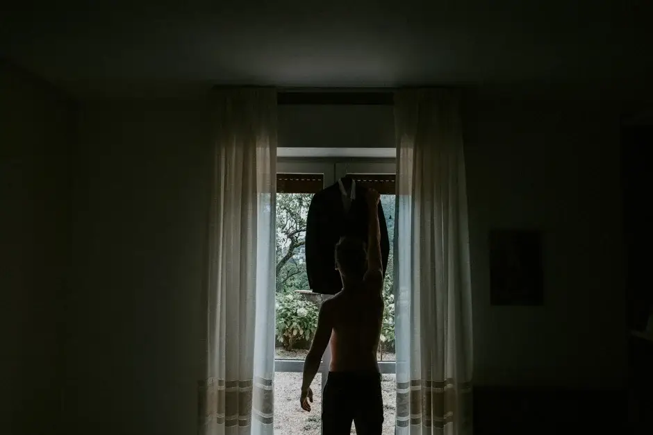 Henrik silhouetted in the window frame, Ravello