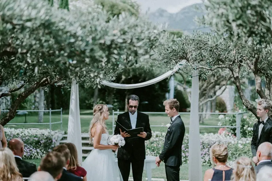 Emilie and Henrik before the celebrant, Ravello