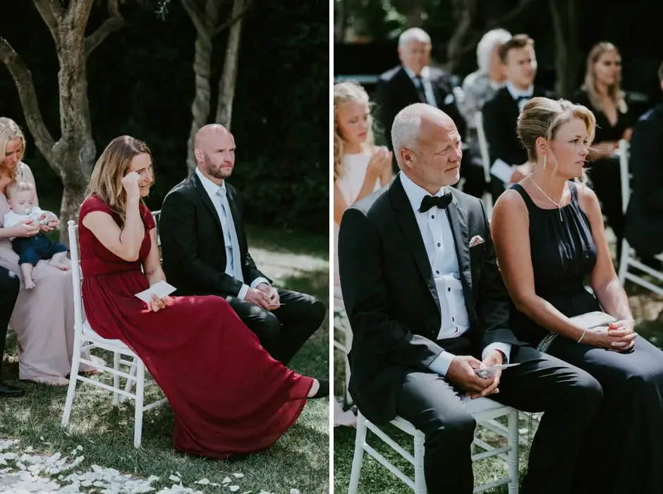 Guests watching the ceremony, two frames, Ravello