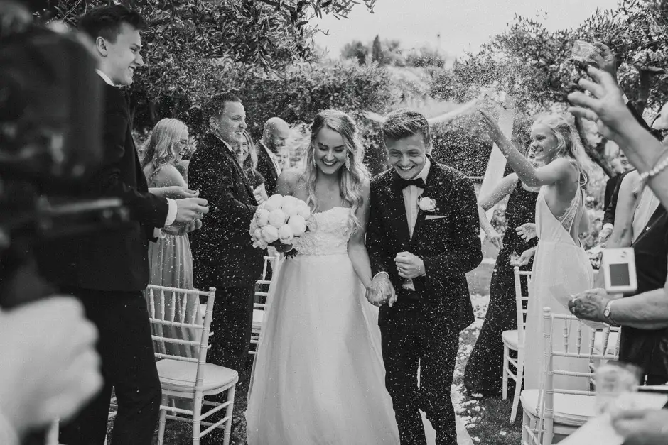 Walking back through confetti, black and white, Ravello