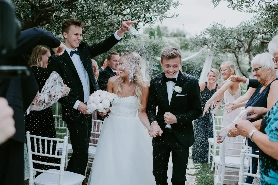 Confetti raining down on the recessional, Ravello