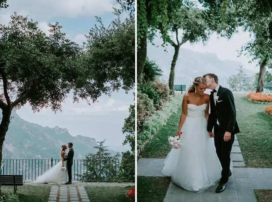 The two of them in the garden above the coast, two frames