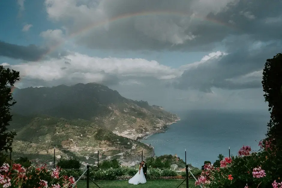 A rainbow over the coast beyond the garden, Ravello