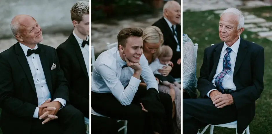 Guests listening to the speeches, three frames, Ravello