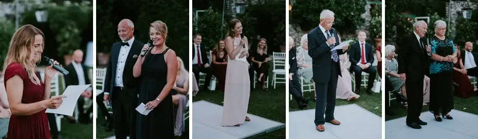 Speeches and toasts in the garden, five frames, Ravello
