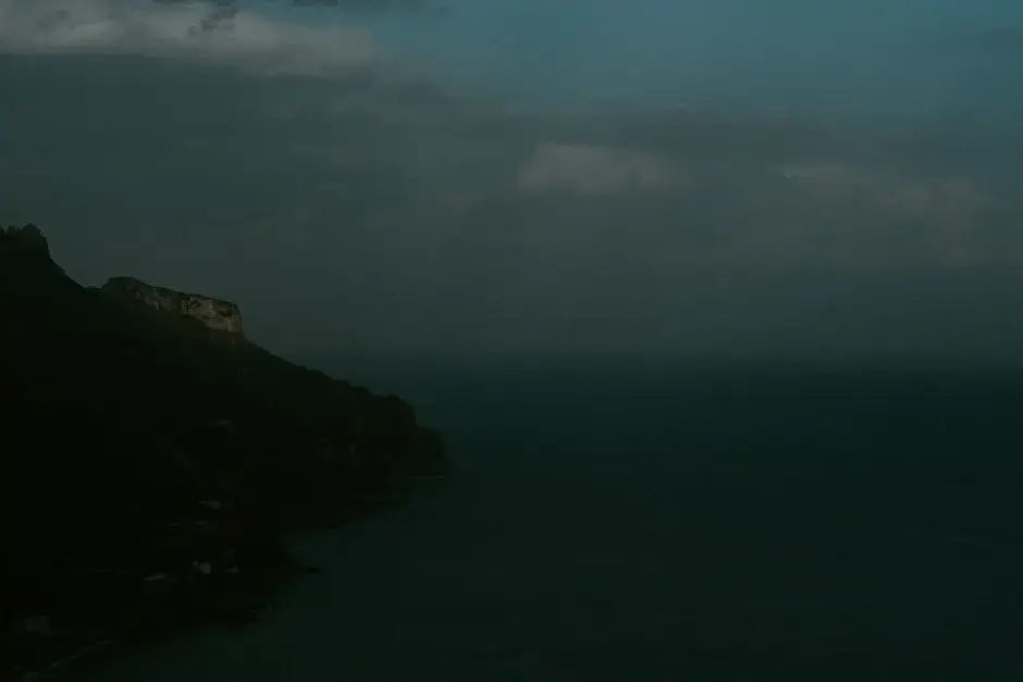 The dark coastline and sea at night, Ravello
