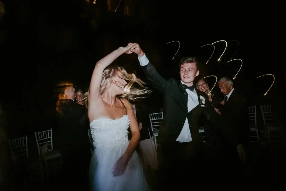 Emilie and Henrik dancing under the lights, Ravello