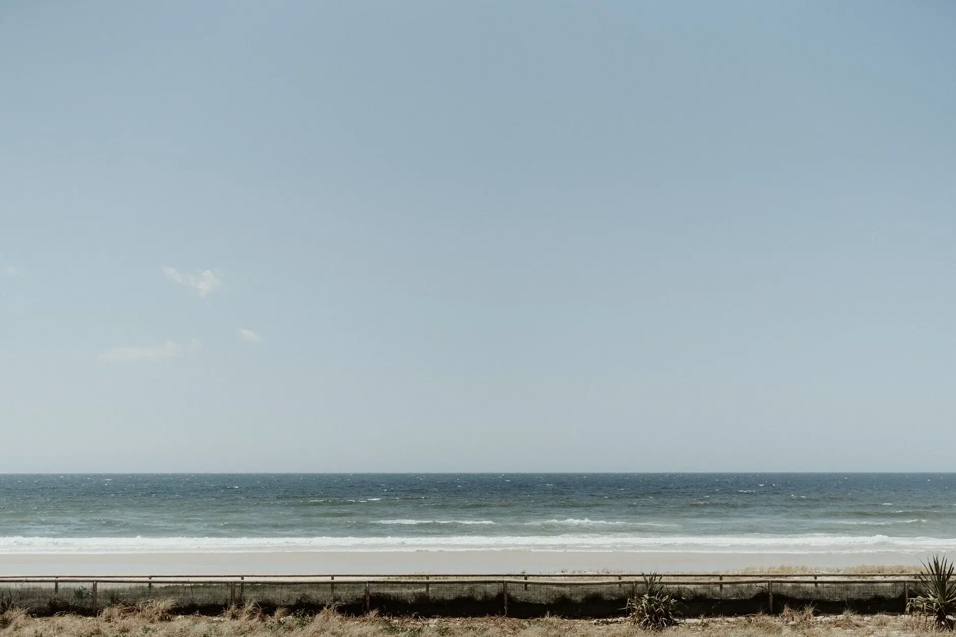 The ocean and empty sand at Burleigh Heads on the morning of the wedding