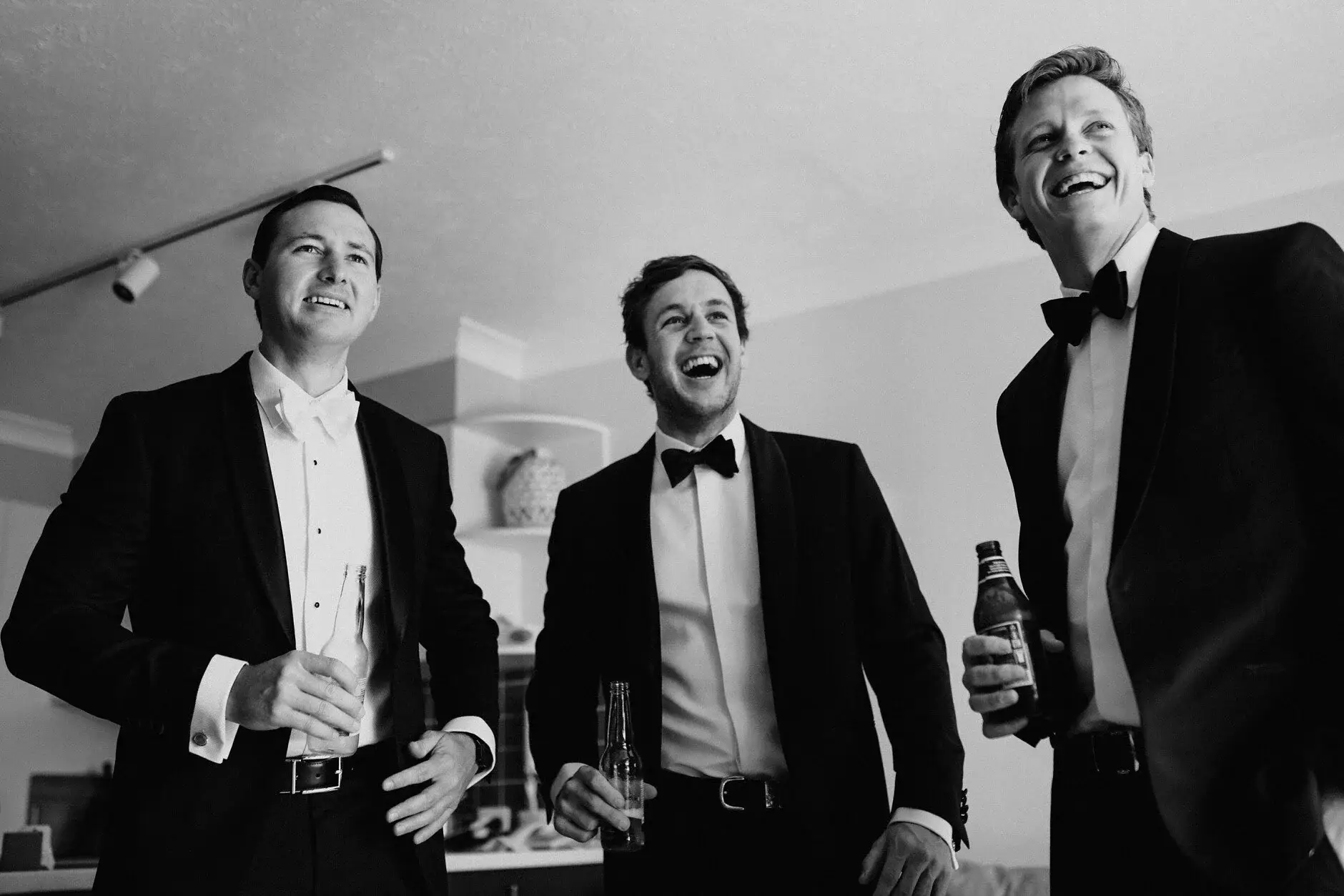 The groomsmen with beers before heading to the ceremony, Burleigh Heads